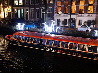 Lovers canal cruises amsterdam light festival 2025 2026 boat with artwork at canal