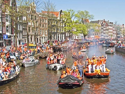 Kings Day on the Amsterdam canals