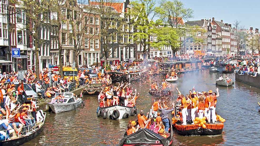 Kings Day on the Amsterdam canals