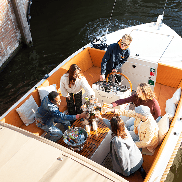 Lovely Cruises view from above inside the boat with people preview