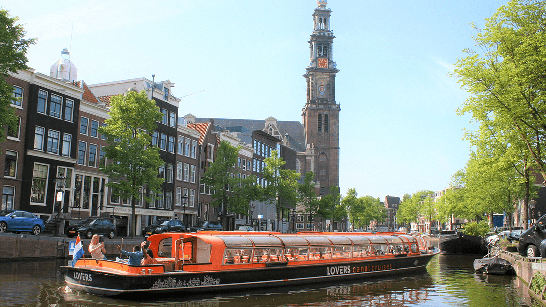 Lovers boat in spring
